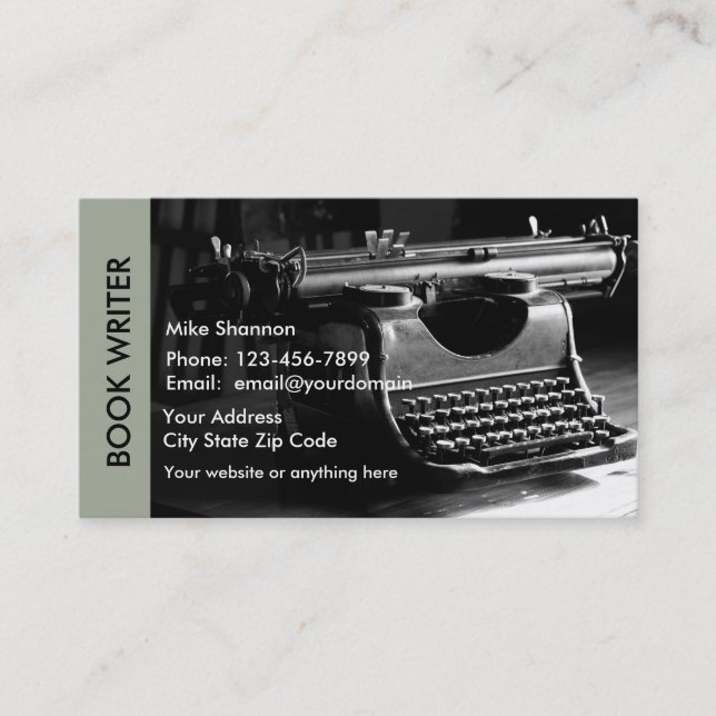 Retro Writer Theme Business Card (Front)