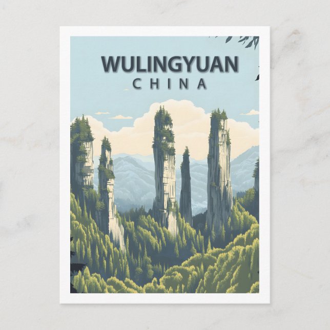 Retro Wulingyuan China Zhangjiajie National Park Postcard (Front)