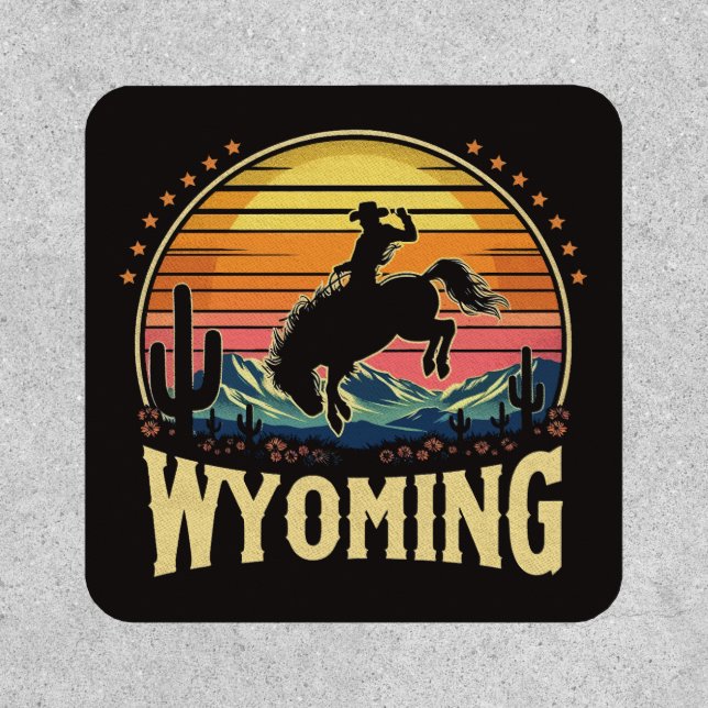 Retro Wyoming Cowboy Patch (Front)