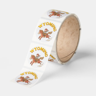Retro Wyoming Cowboy– Whimsical Flat Vector Classic Round Sticker