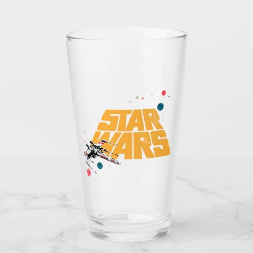 Retro X_Wing In Space Star Wars Logo Glass