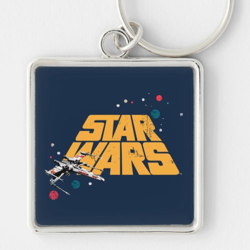 Retro X_Wing In Space Star Wars Logo Keychain