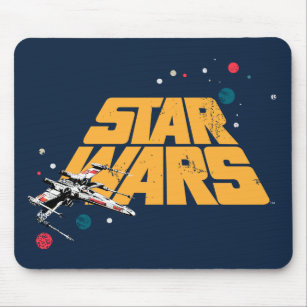 Retro X-Wing In Space Star Wars Logo Mouse Pad