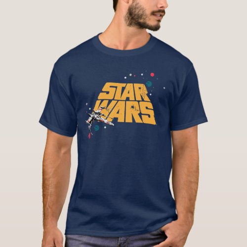 Retro X_Wing In Space Star Wars Logo T_Shirt