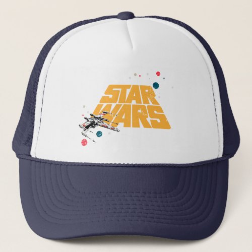 Retro X_Wing In Space Star Wars Logo Trucker Hat