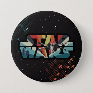 Retro X-Wing Starburst Star Wars Logo Button