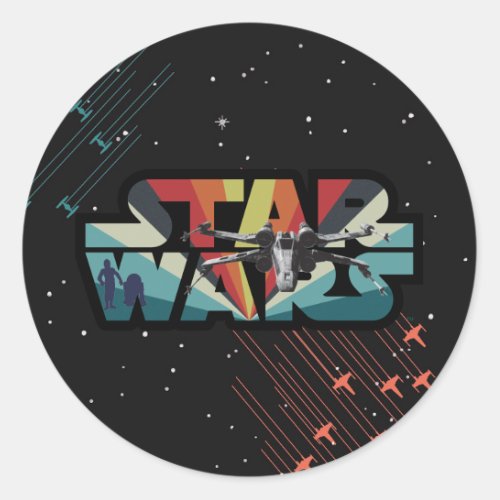 Retro X_Wing Starburst Star Wars Logo Classic Round Sticker