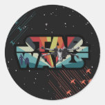 Retro X-Wing Starburst Star Wars Logo Classic Round Sticker