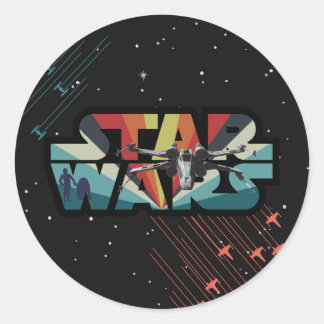 Retro X-Wing Starburst Star Wars Logo Classic Round Sticker
