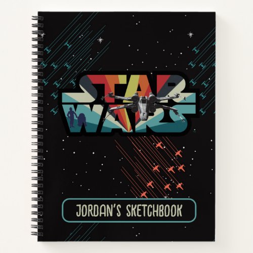 Retro X_Wing Starburst Star Wars Logo Drawing Notebook