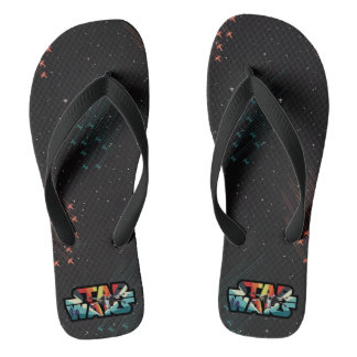 Retro X-Wing Starburst Star Wars Logo Flip Flops