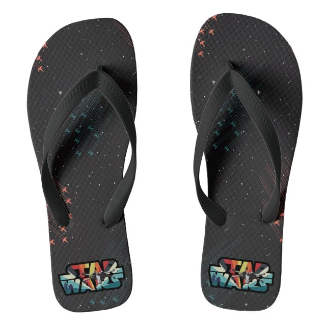 Retro X-Wing Starburst Star Wars Logo Flip Flops (Footbed)