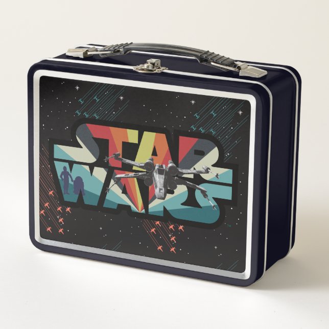 Retro X-Wing Starburst Star Wars Logo Metal Lunch Box (Front)