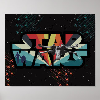 Retro X-Wing Starburst Star Wars Logo Poster