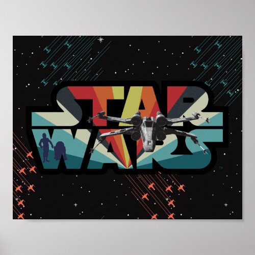 Retro X_Wing Starburst Star Wars Logo Poster
