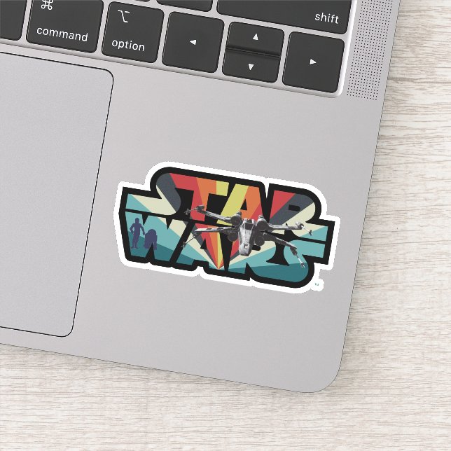 Retro X-Wing Starburst Star Wars Logo Sticker (Detail)