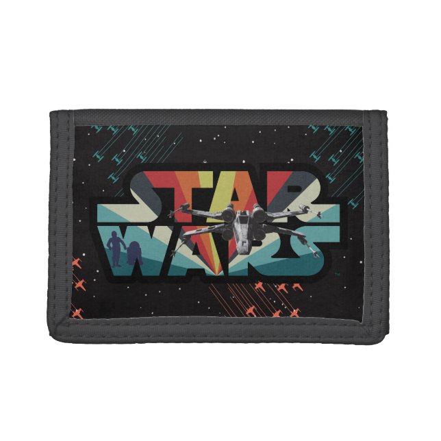 Retro X-Wing Starburst Star Wars Logo Trifold Wallet (Front)
