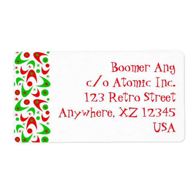 Retro Xmas Boomerangs Label (Front)