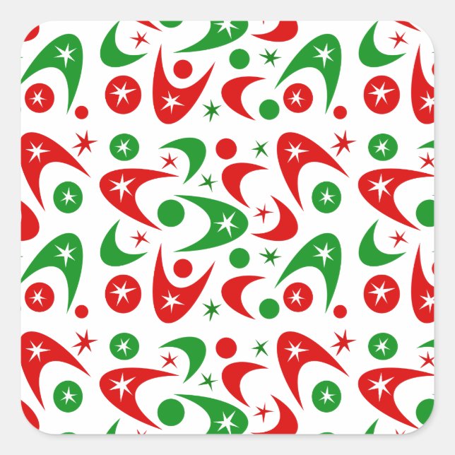 Retro Xmas Boomerangs Square Sticker (Front)