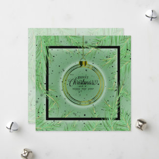 Retro Xmas Frame Branches Merry Christmas Holiday Card