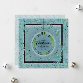 Retro Xmas Frame Branches Merry Christmas Holiday Card