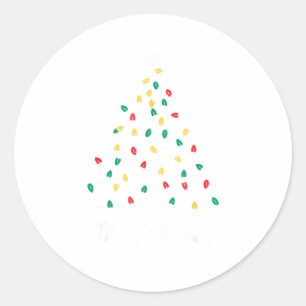 Retro Xmas Merry Christmas Tree Lights  Classic Round Sticker
