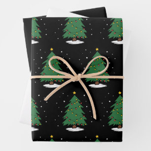 Retro Xmas Merry Christmas Tree Lights Wrapping Paper Sheets