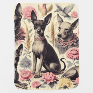 Retro Xoloitzcuintle  Seamless Illustration Baby Blanket