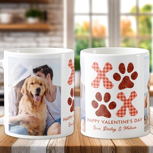 Retro XOXO Cute Pet Puppy Dog Photo Valentines Day Coffee Mug
