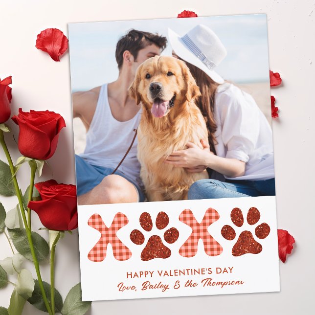 Retro XOXO Cute Pet Puppy Dog Photo Valentines Day Holiday Card (Creator Uploaded)