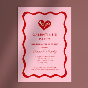 Retro XOXO Galentine's Day Party Invitation
