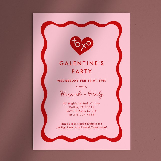 Retro XOXO Galentine's Day Party Invitation (Creator Uploaded)
