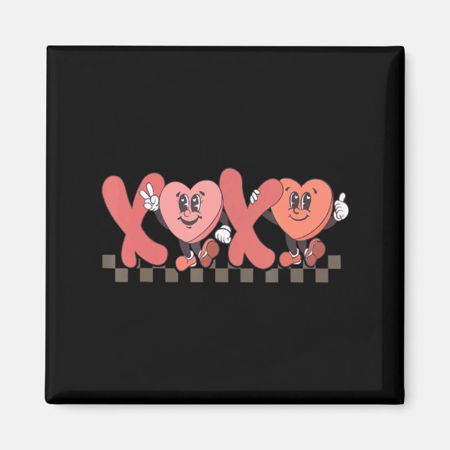 Retro Xoxo Happy Valentines Day Groovy Heart Coup  Magnet (Front)