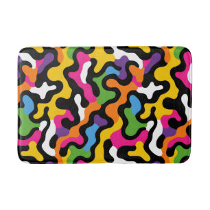 Retro y2k Aesthetic Funky Swirls Colorful Abstract Bath Mat
