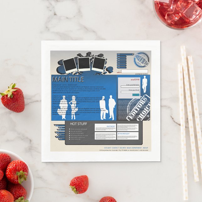 Retro Y2K Blue Grunge Website Layout Napkins (Creator Uploaded)