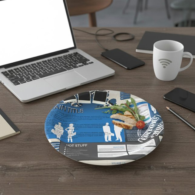 Retro Y2K Blue Grunge Website Layout Paper Plates (Creator Uploaded)