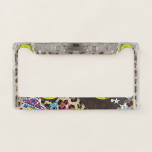 Retro Y2K Cassette Tape 1980s Leopard Print aesthe License Plate Frame