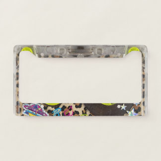Retro Y2K Cassette Tape 1980s Leopard Print aesthe License Plate Frame