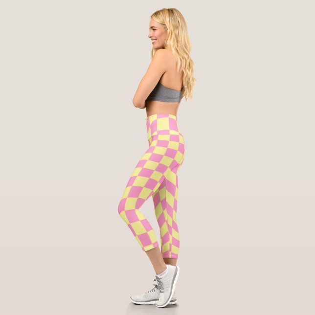  Retro Y2K Checkerboard  Capri Leggings (Left)