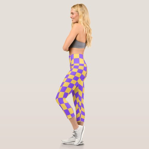  Retro Y2K Checkerboard  Capri Leggings