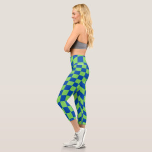 Retro Y2K Checkerboard  Capri Leggings