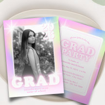 Retro Y2K Cyber Pink Neon Graduation Photo Party