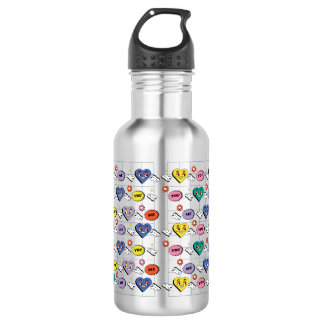 Retro Y2K Groovy Expressive Heart Seamless Pattern Stainless Steel Water Bottle
