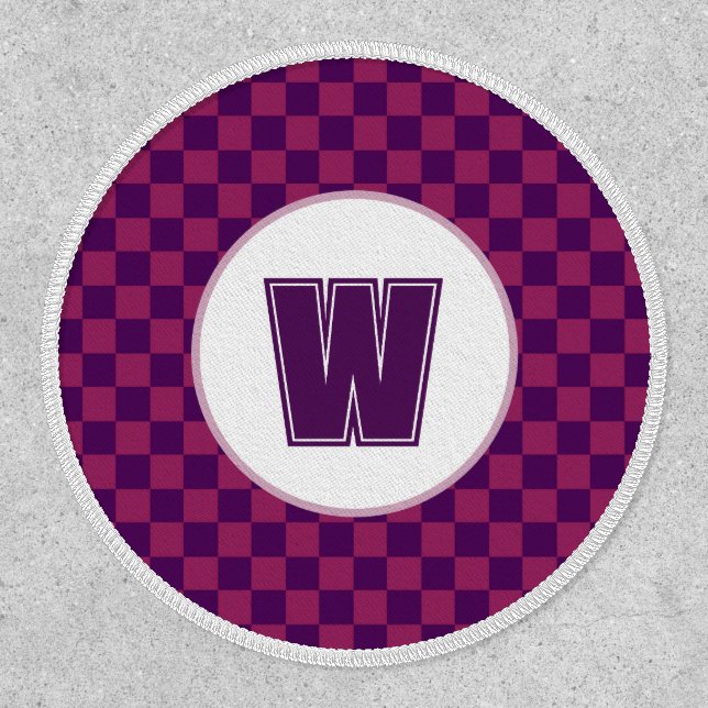 Retro Y2K Style | Purple & Magenta Checkered Round Patch (Front)