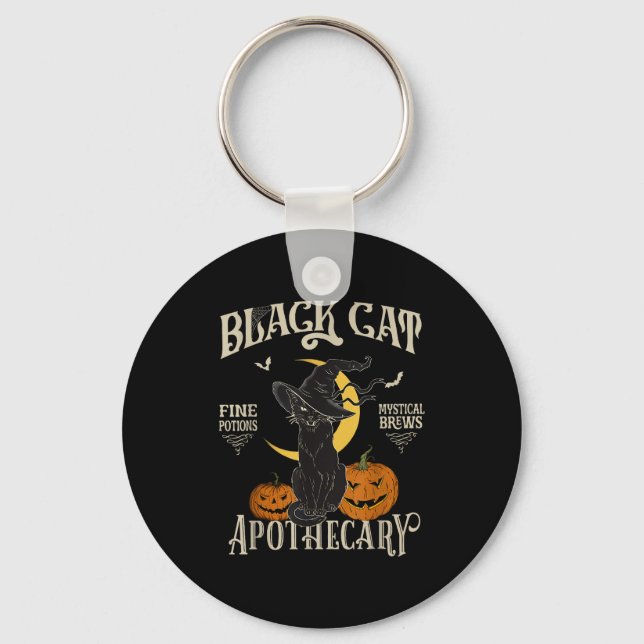 Retro Y Halloween Costume Black Cat M Athecary  Keychain (Front)