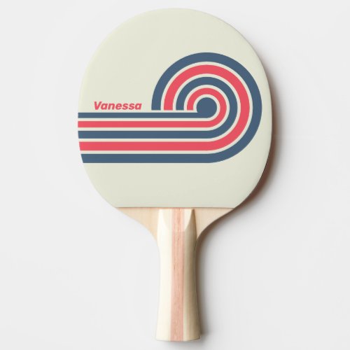 Retro Yacht Club Curl Stripes with Name Ping Pong Paddle