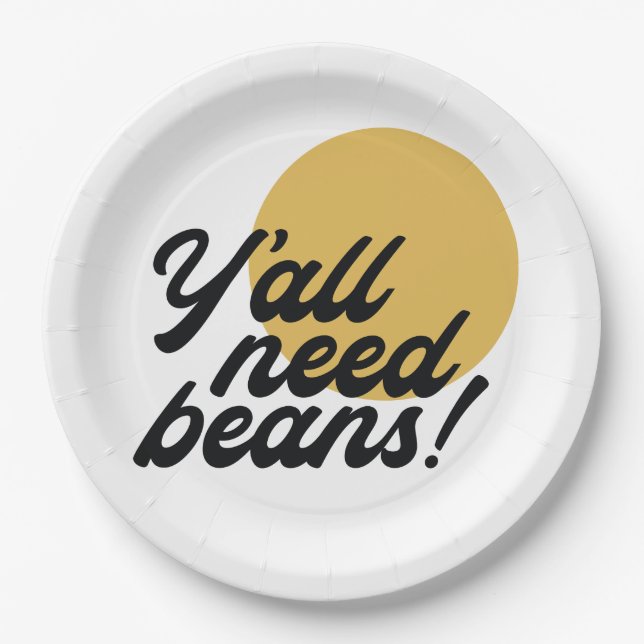 Retro 'Y'all Need Beans' Bean Protocol Paper Plates (Front)