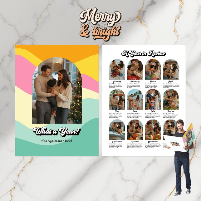 Retro Year in Review Family Photo Collage Card (Retro Year in Review Family Photo Collage Card)