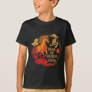 Retro Year Of The Horse 2026 Happy Chinese New Lun T-Shirt