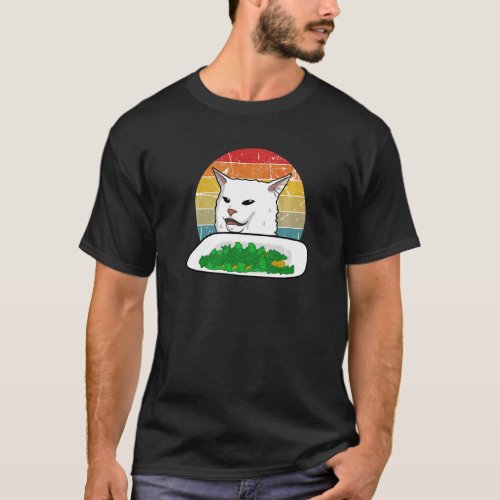 Retro Yelling Confused Cat Internet Meme Vegan Kit T_Shirt